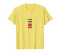 I Run out of Energy Funny Runner Batería Camiseta, Hombre, Limón, M