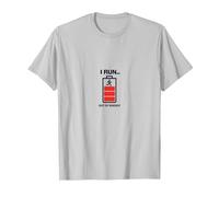 I Run out of Energy Funny Runner Batería Camiseta, Hombre, Plata, L