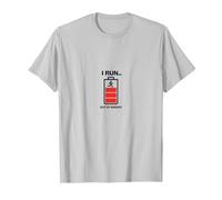 I Run out of Energy Funny Runner Batería Camiseta, Hombre, Plata, M