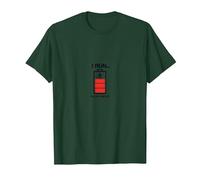 I Run out of Energy Funny Runner Batería Camiseta, Hombre, Verde Bosque, S