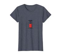 I Run out of Energy Funny Runner Batería Camiseta, Mujer, Azul Jaspeado, S