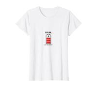 I Run out of Energy Funny Runner Batería Camiseta, Mujer, Blanco, L