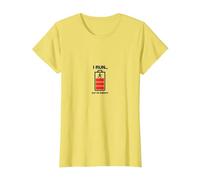 I Run out of Energy Funny Runner Batería Camiseta, Mujer, Limón, L