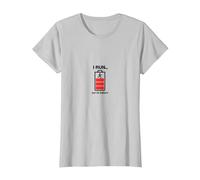 I Run out of Energy Funny Runner Batería Camiseta, Mujer, Plata, L