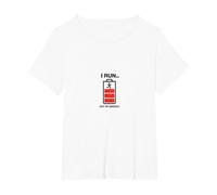 I Run out of Energy Funny Runner Batería Camiseta, Mujer Tallas Grandes, Blanco, 2XL Grande