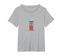 I Run out of Energy Funny Runner Batería Camiseta, Mujer Tallas Grandes, Gris Jaspeado, 5XL Grande