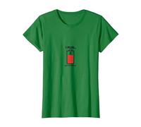 I Run out of Energy Funny Runner Batería Camiseta, Mujer, Verde Kelly, XL