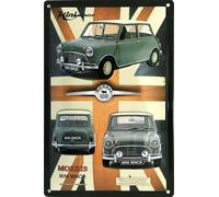 I&S/Las colecciones retro IETS19650RA - Placa de metal en relieve (40 x 30 cm), diseño mini Morris Mini Morris