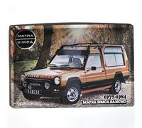 I&S/Las colecciones retro Placa de metal en relieve 30 x 20 cm Matra Simca MATRA SIMCA Rancho Producto con licencia oficial y/o diseño exclusivo