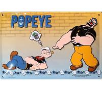 I&S/Las colecciones retro Placa de metal en relieve 30 x 20 cm Popeye & Brutus 1 Producto con licencia oficial y/o diseño exclusivo