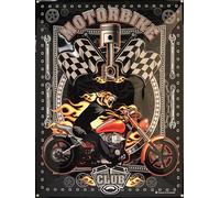 I&S/Las colecciones retro Placa de metal en relieve 40 x 30 cm Biker Club Tiger Producto con licencia oficial y/o diseño exclusivo