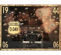 I&S/Las colecciones retro Placa de metal en relieve 40 x 30 cm D Day Jeep Producto con licencia oficial y/o diseño exclusivo