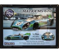 I&S/Las colecciones retro Placa de metal en relieve 40 x 30 cm Matra Matra MS670 Le Mans Producto con licencia oficial y/o diseño exclusivo