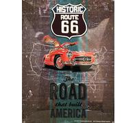 I&S/Las colecciones retro Placa de metal en relieve 40 x 30 cm Route 66 The Road that built america. Producto con licencia oficial y/o diseño exclusivo
