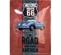 I&S/Las colecciones retro Placa de metal en relieve 40 x 30 cm Route 66 The Road that built america. Producto con licencia oficial y/o diseño exclusivo