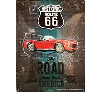I&S/Las colecciones retro Placa de metal en relieve 40 x 30 cm Route 66 The Road that built america. Producto con licencia oficial y/o diseño exclusivo