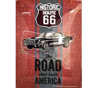 I&S/Las colecciones retro Placa de metal en relieve 40 x 30 cm Route 66 The Road that built america. Producto con licencia oficial y/o diseño exclusivo