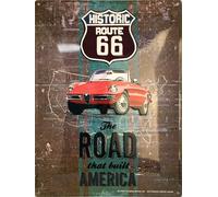 I&S/Las colecciones retro Placa de metal en relieve 40 x 30 cm Route 66 The Road that built america. Producto con licencia oficial y/o diseño exclusivo