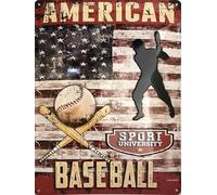 I&S/Las colecciones retro Placa de metal en relieve 40 x 30 cm Sport University Us Baseball Producto con licencia oficial y/o diseño exclusivo