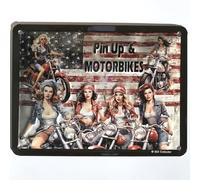 I&S/Las colecciones retro placa de metal relieve 20 x 15 cm Pin up Bike