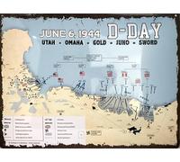 I&S/Las colecciones retro placa de metal relieve 40 x 30 cm D Day Debarquement Beach Producto con licencia oficial y/o diseño exclusivo