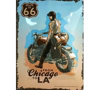 I&S/Las colecciones retro Placa de metal relieve 40 x 30 cm Route 66 Us Biker 66 H Producto con licencia oficial y/o diseño exclusivo