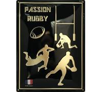 I&S/Las colecciones retro Placa de metal relieve 40 x 30 cm Rugby 02 Gold - Desing I&S Producto con licencia oficial y/o diseño exclusivo