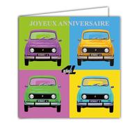 I&S / Les collections rétro IETSCPMD15183 - Tarjeta de felicitación para Renault R4 (4 L, con texto en francés), color plateado