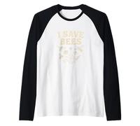 I Save Bees No Mow May Pollinator Awareness Camiseta Manga Raglan