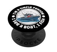 I See A Boat I Fish Fishing Humor Pescador Pescador PopSockets PopGrip Adhesivo