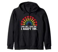 I See I Love You I Accept You LGBTQ Ally Gay Pride Sudadera con Capucha