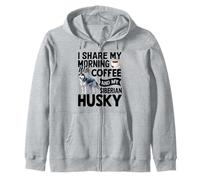 I Share My Morning with Coffee and My Siberian Husky Sudadera con Capucha