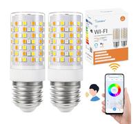 I-SHUNFA Bombilla inteligente WiFi E27 RGB Led, cambio de color con sincronización de música lámparas, 10W,12 escenas, 16 millones de colores DIY, Trabajar con Alexa Google home app(2 piezas)