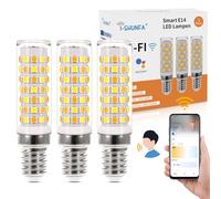 I-SHUNFA Bombillas LED inteligentes Wlan E14, 6W 500Lm, regulables 2700-6500K, control por voz Alexa/Google, compatible con aplicación (3er Pack)