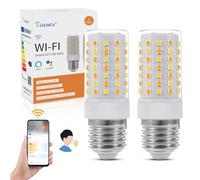 I-SHUNFA Bombillas LED Wi-Fi Smart E27, compatibles con Alexa/Google Home,regulación continua,2700K-6500K,brillo ajustable 1%-100%,6,3-7W,670LM-800LM,bombilla LED de maíz AC 230V E27 (paquete de 2).