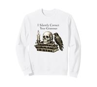 I Silently Correct Your Grammar Skull Raven Funny Teacher Sudadera