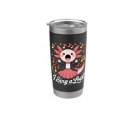 I Sing A Lotl, Cute Axolotl Singing Vaso térmico de acero inoxidable de doble pared