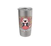 I Sing A Lotl, Cute Axolotl Singing Vaso térmico de acero inoxidable de doble pared