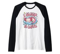 I Sleep A Lotl, Cute Axolotl Sleeping Camiseta Manga Raglan