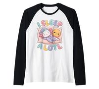I Sleep A Lotl, Cute Axolotl Sleeping Camiseta Manga Raglan