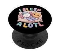I Sleep A Lotl, Cute Axolotl Sleeping PopSockets PopGrip Adhesivo