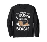 I Sleep with My Beagle Dog Sleeping Funny Puppy Dogs Lovers Manga Larga
