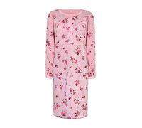 i-Smalls Camisón térmico de forro polar para mujer, súper suave, manga larga, estampado floral, rosa, XXL