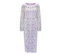 i-Smalls Camisón térmico para mujer, 100 % algodón cepillado, con botones frontales, largo largo, talla L a 3XL, Morado (, M