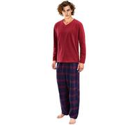 i-smalls Hombres térmica de invierno pijama de forro polar Top Cuadros Pantalones rojo Newquay Red XX-Large
