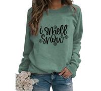 I Smell Snow Sweatshirt Womens Funny Winter Christmas Holiday Pullovers Long Sleeve Crew Neck Lightweight Casual Novelty