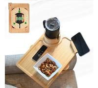 i-Spaces Bandeja giratoria y ajustable para reposabrazos de sofá, bandeja de bambú con portavasos y soporte para teléfono, se adapta a brazos de sofá de 4 a 8 pulgadas, mesa de sofá con diseño