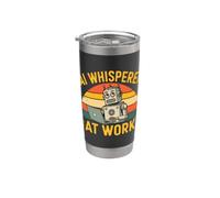 I Speak Fluent Prompt AI Tech Geek Retro Robot Programador Vaso térmico de acero inoxidable de doble pared