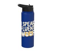 I Speak Fluent Woof Funny Dog Sitter Entrenamiento de perros Stainless Steel Insulated Water Bottle