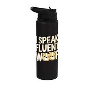 I Speak Fluent Woof Funny Dog Sitter Entrenamiento de perros Stainless Steel Insulated Water Bottle